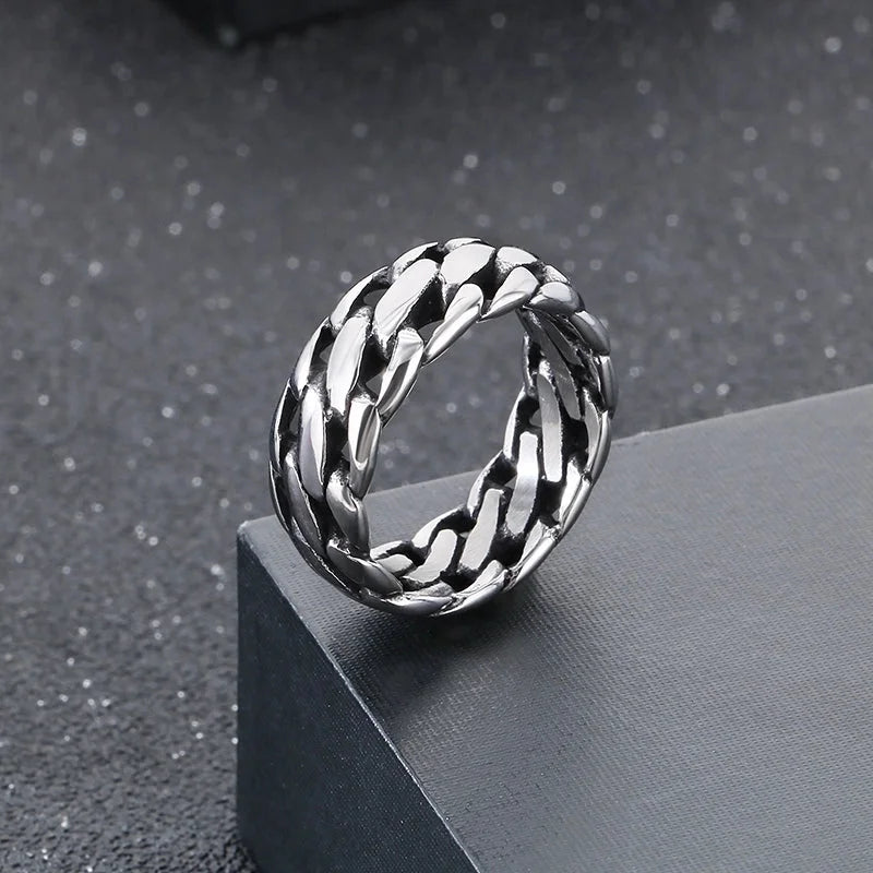 Hip-Hop Round 304 Stainless Steel 18K Gold Plated Rings