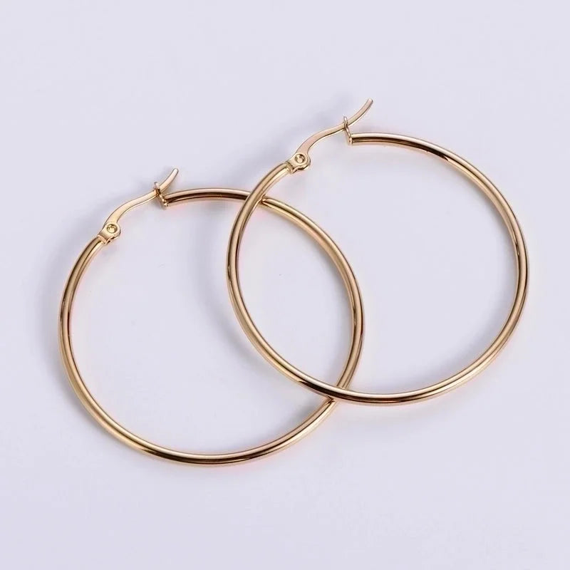 1 Pair Exaggerated Round Plating 304 Stainless Steel 18K Gold Plated Hoop Earrings