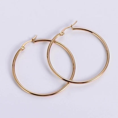 1 Pair Exaggerated Round Plating 304 Stainless Steel 18K Gold Plated Hoop Earrings