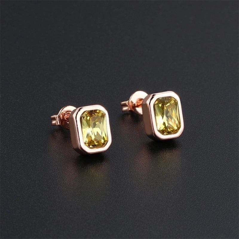 1 Pair Ig Style Minimalist Rectangle Plating Inlay Brass Zircon Rose Gold Plated White Gold Plated Ear Studs