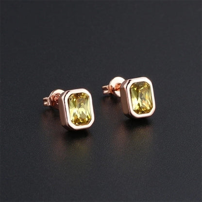 1 Pair Ig Style Minimalist Rectangle Plating Inlay Brass Zircon Rose Gold Plated White Gold Plated Ear Studs