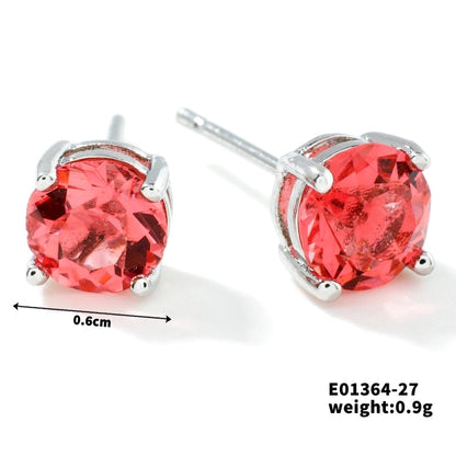 1 Pair Minimalist Geometric Plating Inlay Copper Glass K Gold Plated Rhodium Plated Ear Studs