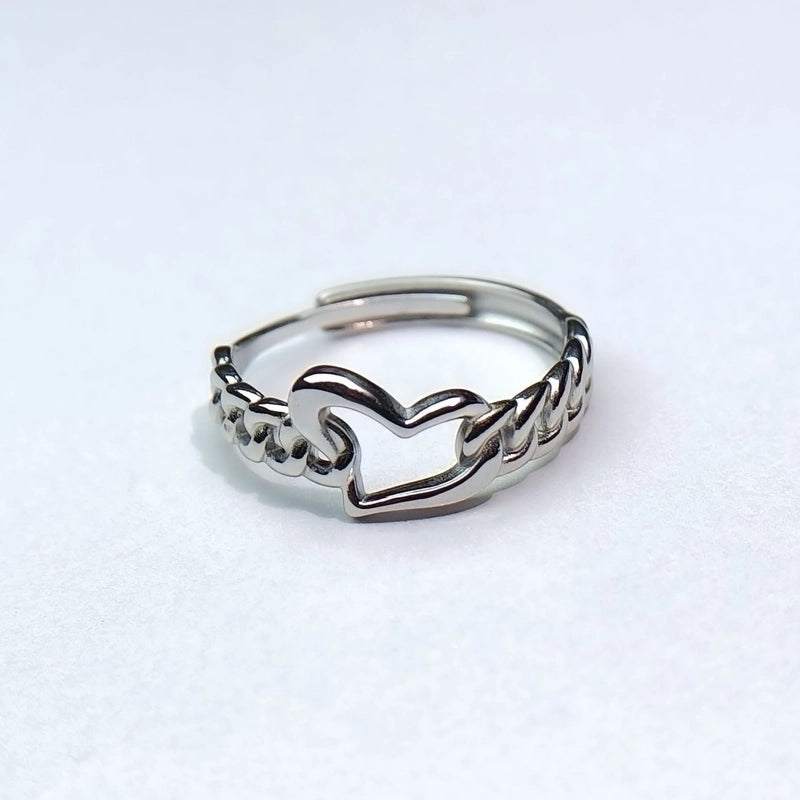 Minimalist Heart Shape Titanium Steel Open Rings
