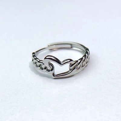 Minimalist Heart Shape Titanium Steel Open Rings