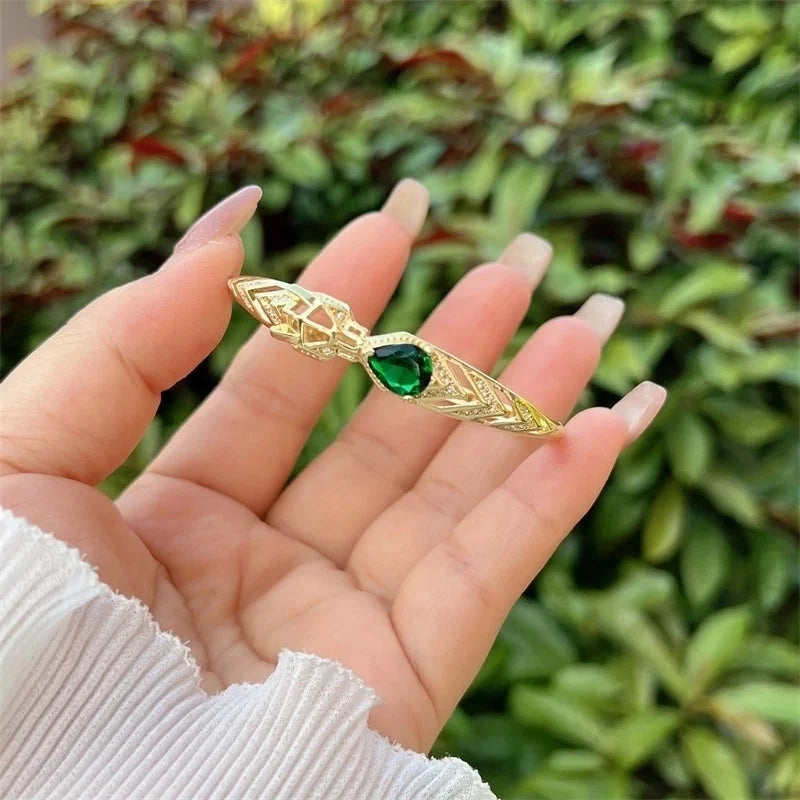 Copper 18K Gold Plated Inlay Geometric Zircon Bangle