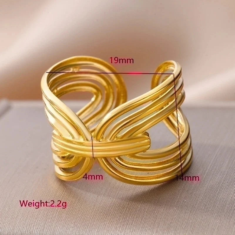 Exaggerated Minimalist Solid Color 304 Stainless Steel Plating Open Rings