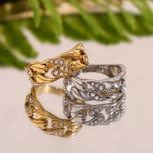 Basic Minimalist Classic Style Solid Color 304 Stainless Steel 18K Gold Plated Plating Rings