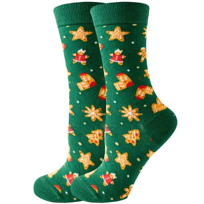 Christmas Cute Unisex Santa Claus Christmas Socks Snowflake Cotton Crew Socks 20 Pairs Per Pack