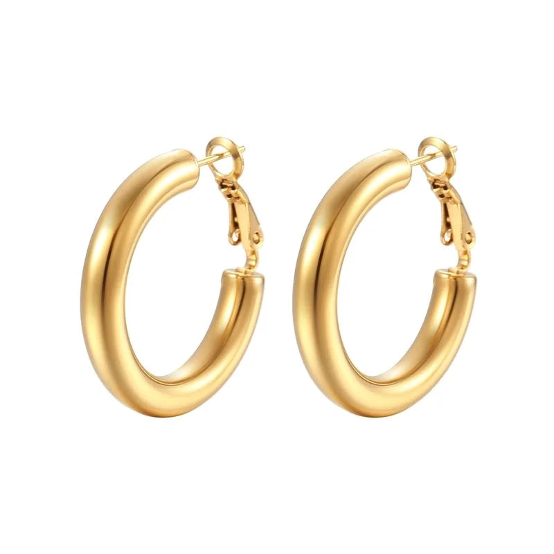 Fashion Round Plating 304 Stainless Steel 18K Gold Plated Earrings