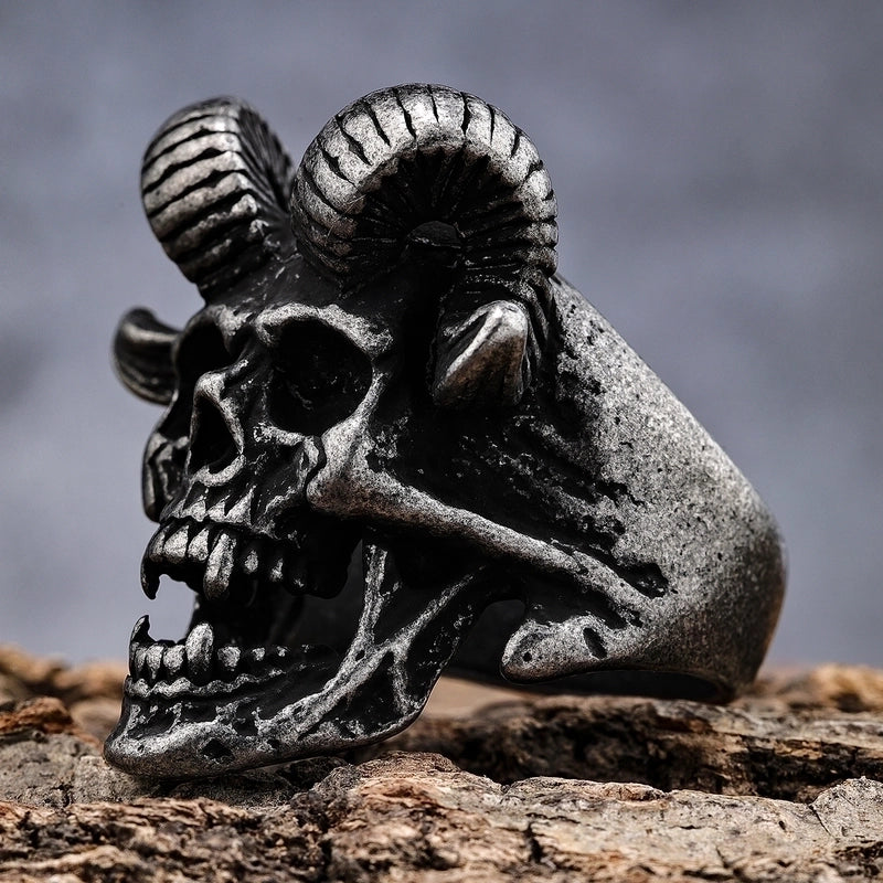 Retro Punk Sheep Mask 304 Stainless Steel Polishing Halloween Men'S Wide Band Rings