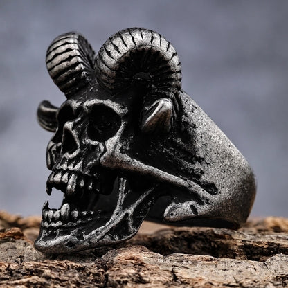 Retro Punk Sheep Mask 304 Stainless Steel Polishing Halloween Men'S Wide Band Rings