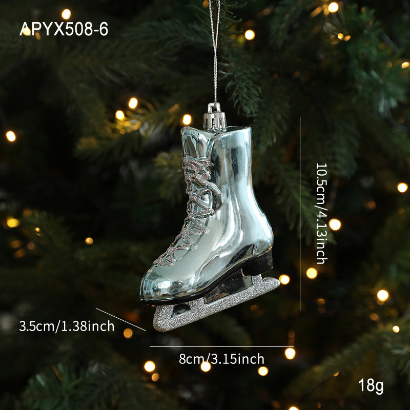 Blue Plastic Hanging Ornaments Sticky Powder Christmas Tree Window Display Decorations Five-pointed Star Snowflake Cartoon Decoration Scene Arrangement