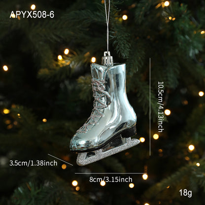 Blue Plastic Hanging Ornaments Sticky Powder Christmas Tree Window Display Decorations Five-pointed Star Snowflake Cartoon Decoration Scene Arrangement