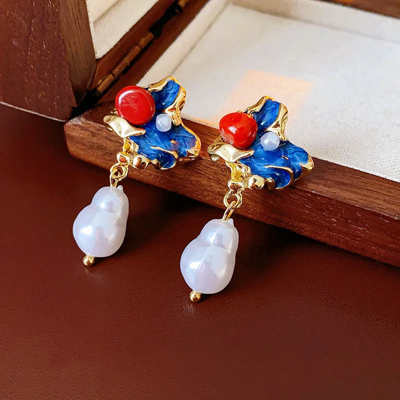 Luxurious Quadrilateral Round Ellipse Leaf Rhombus Animal Bowknot Text Letter Geometric Number Droplet Flower Chinese Zodiac Artificial Pearl Oil Dripping Earrings