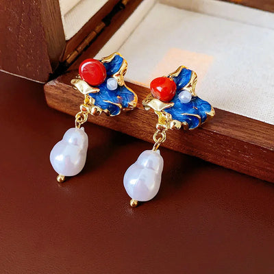 Luxurious Quadrilateral Round Ellipse Leaf Rhombus Animal Bowknot Text Letter Geometric Number Droplet Flower Chinese Zodiac Artificial Pearl Oil Dripping Earrings