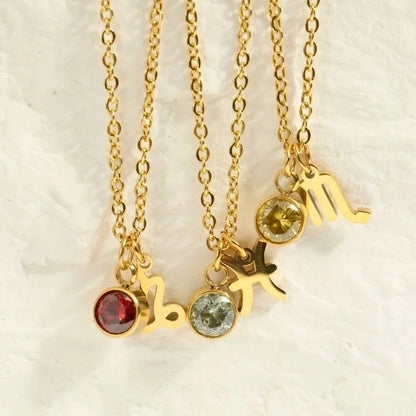 IG Style Beach Commute Constellation 304 Stainless Steel Rhinestones 18K Gold Plated Inlay Pendant Necklace