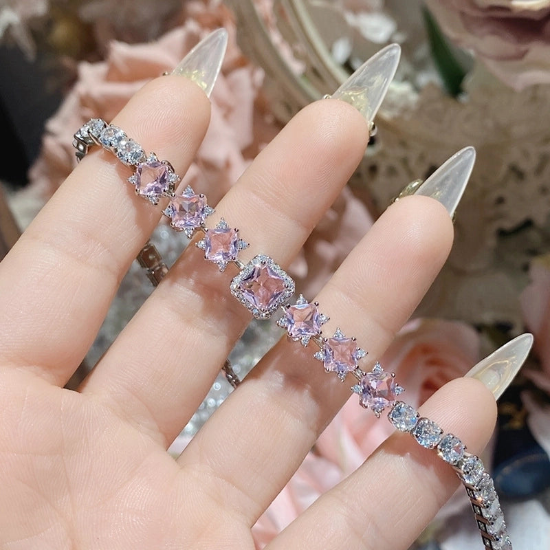 Copper Inlay Heart Shape Flower Bow Knot Zircon Bracelets