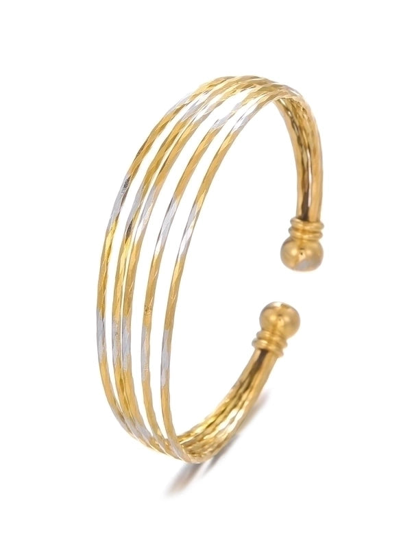Copper 18K Gold Plated Minimalist Plating Solid Color Bangle
