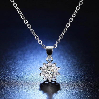 Shiny Geometric White Copper Inlay Rhinestones Pendant Necklace