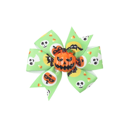 Halloween Funny Halloween Pattern Rib Ribbon Party Hairpin