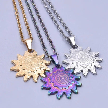 3 Pieces Casual Minimalist Sun 304 Stainless Steel 18K Gold Plated Pendant Necklace Necklace Pendant