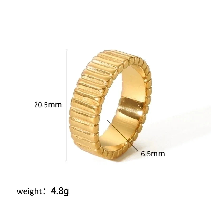 304 Stainless Steel 18K Gold Plated Retro Roman Style Plating Circle Gear Rings Earrings