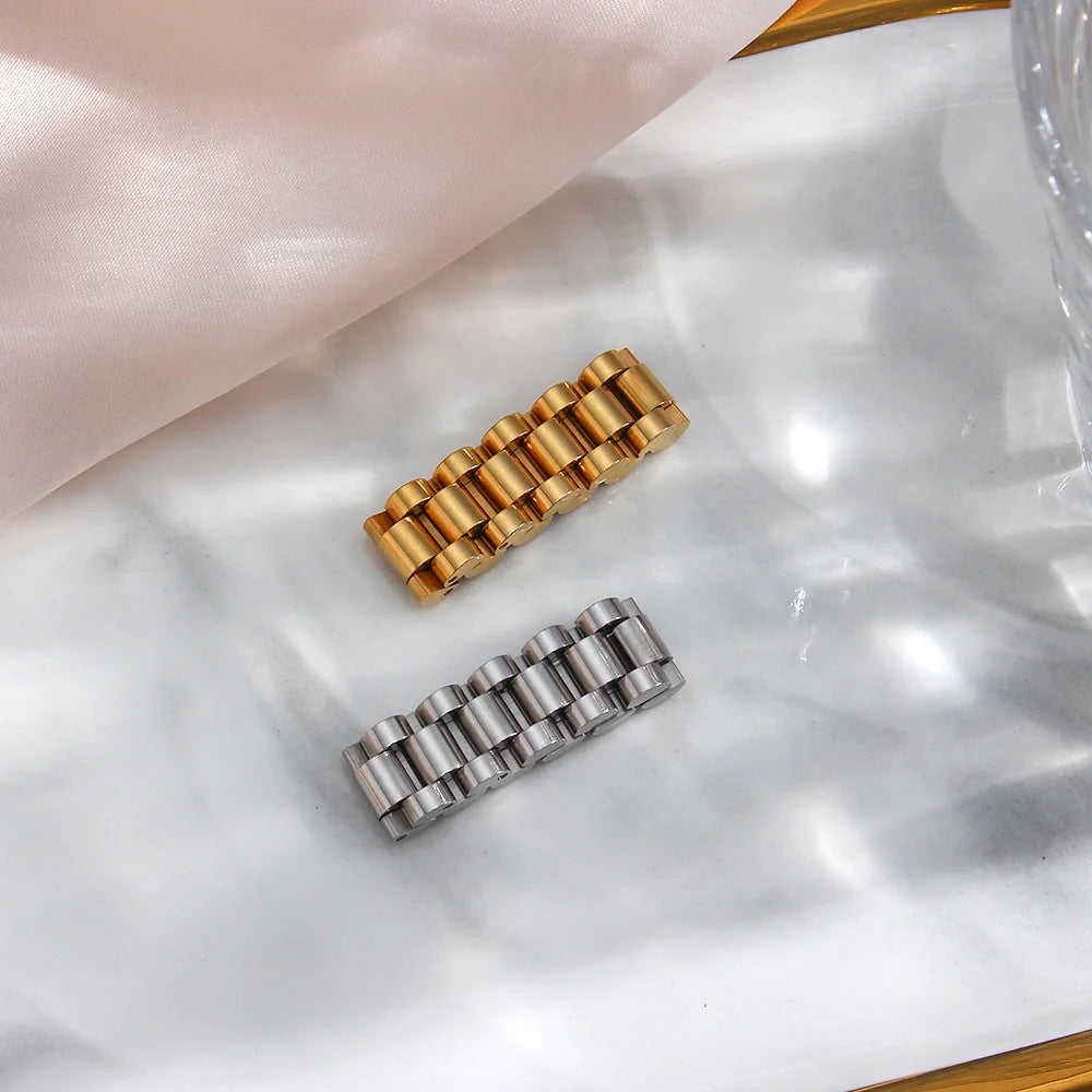 Fashion Versatile Circle Geometric Stainless Steel 18K Gold Plated Rings