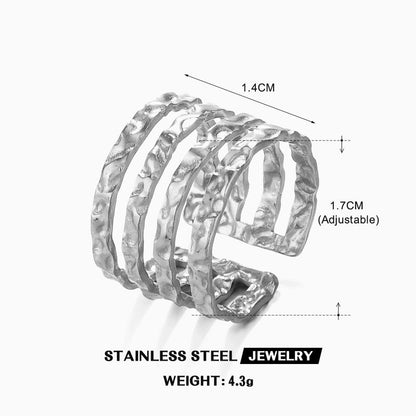 3 Pieces Minimalist Lines 304 Stainless Steel 18K Gold Plated Plating Open Rings