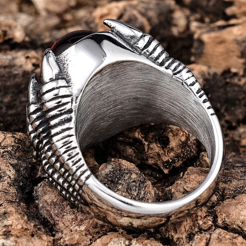 Retro Punk Oval 304 Stainless Steel Polishing Inlay Artificial Gemstones Halloween Men'S Rings