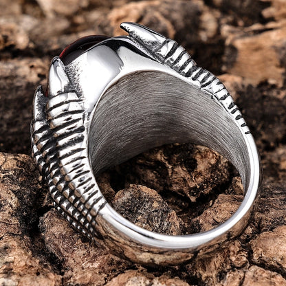 Retro Punk Oval 304 Stainless Steel Polishing Inlay Artificial Gemstones Halloween Men'S Rings