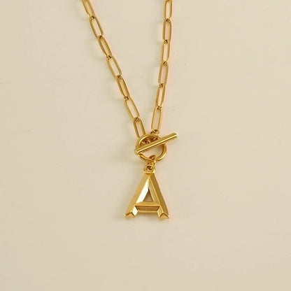 Fashion Letter 304 Stainless Steel Titanium Steel 18K Gold Plated Polishing Gold Plated Pendant Necklace