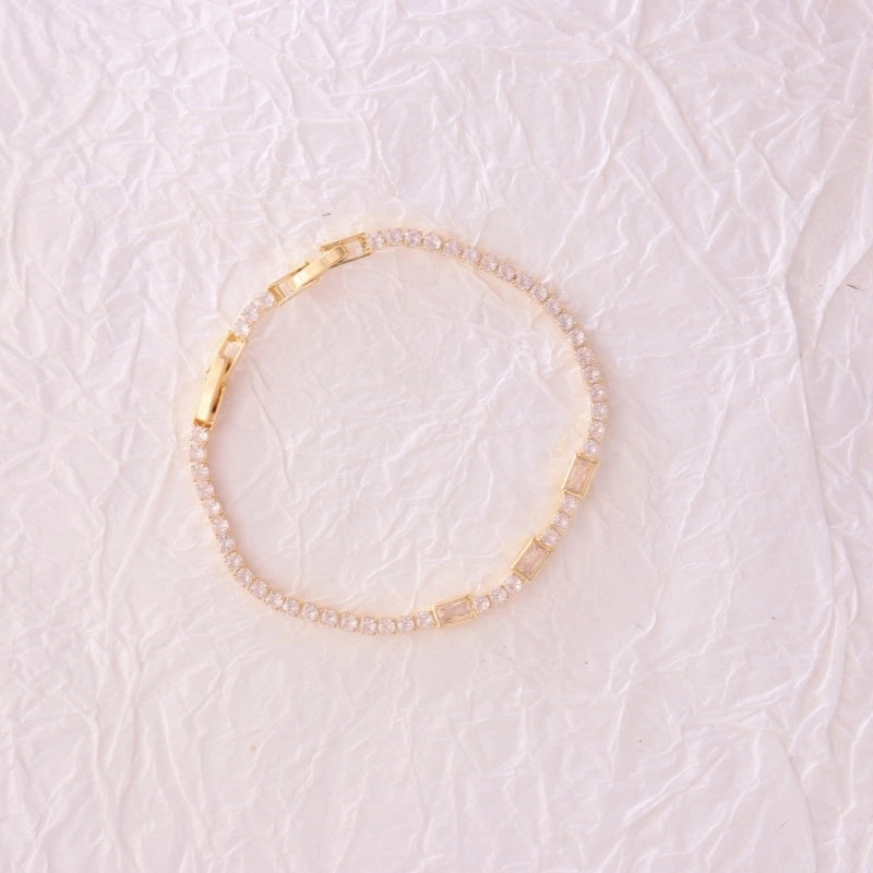 IG Style French Style Classic Style Geometric 304 Stainless Steel Titanium Steel 18K Gold Plated Zircon Bracelets In Bulk