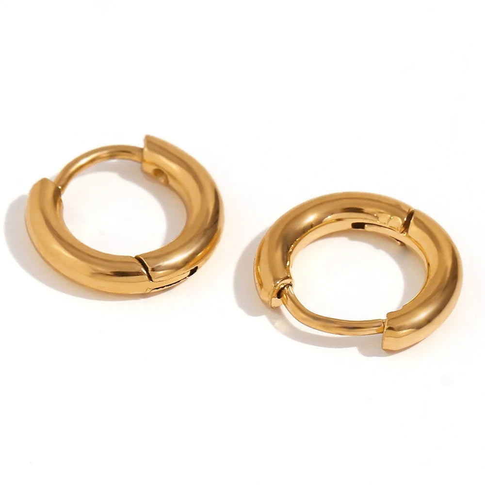 Fashion Circle Geometric Stainless Steel 18K Gold Plated Earrings