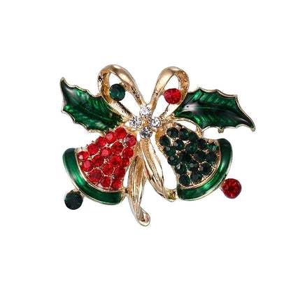 Fashion Pin Christmas Tree Alloy Plating Rhinestones Women'S Brooches