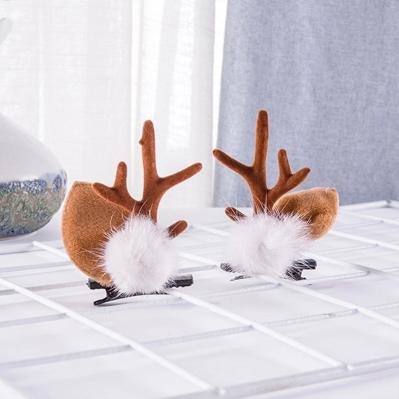 Christmas Cartoon Style Women'S Antlers Plush Plush Hair Clip