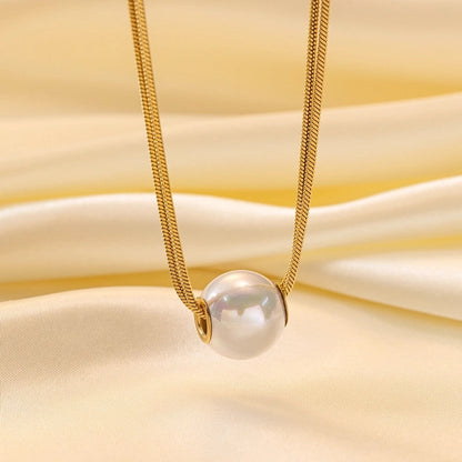 Minimalist Geometric Heart Shape Titanium Steel Shell Zircon 18K Gold Plated Inlay Layered Necklaces Necklace