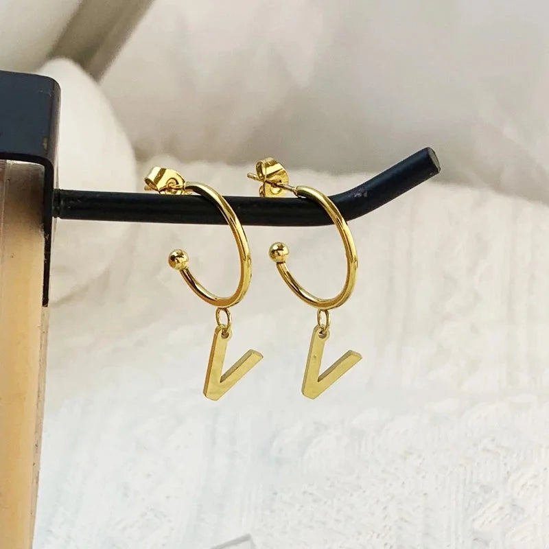 1 Pair Minimalist C Shape Letter Plating 304 Stainless Steel 18K Gold Plated Drop Earrings