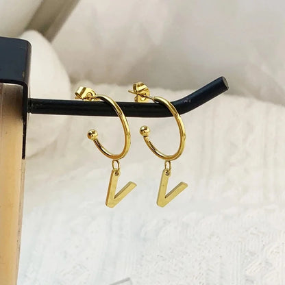 1 Pair Minimalist C Shape Letter Plating 304 Stainless Steel 18K Gold Plated Drop Earrings