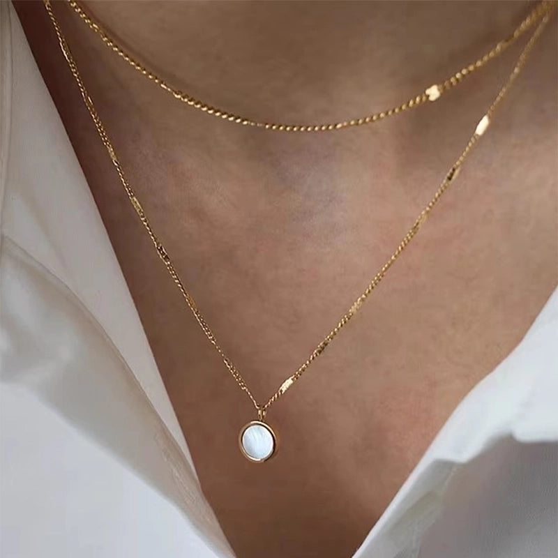 Glam Lady Solid Color 304 Stainless Steel Layered Necklaces