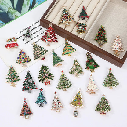 Elegant Pin Christmas Tree Alloy Plating Rhinestones Women's Brooches