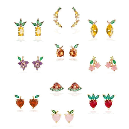 Minimalist Fruit Copper Zircon Earrings
