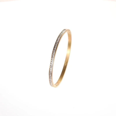 Retro Round Titanium Steel Inlay Zircon Bangle