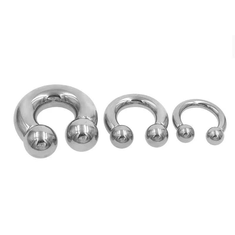 Stainless Steel U-Shaped Horseshoe Large Size Inner And Outer Teeth Earrings Nose Ring Breast Ring Auricle Punk Genital
