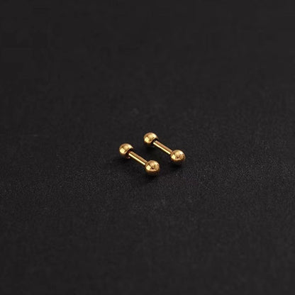 1 Pair Minimalist Round 304 Stainless Steel 18K Gold Plated Ear Studs