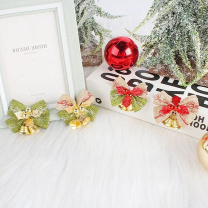 10 Pieces New Year Gift Set Handmade Double Bells Bowknot Christmas Tree Diy Home Living Pet Supplies