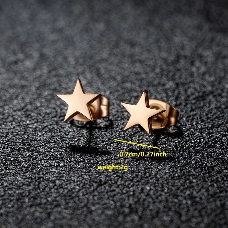 1 Pair Minimalist Classic Style Round Star Moon Hollow Out 304 Stainless Steel 18K Gold Plated Ear Studs