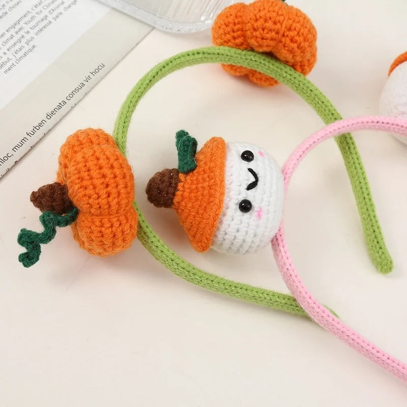 Halloween Cute Women's Pumpkin Snowman Skull Yarn Hair Band