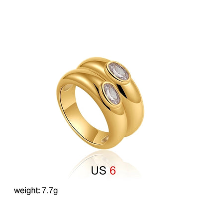 IG Style Elegant Geometric Copper Mixed Metal Rings
