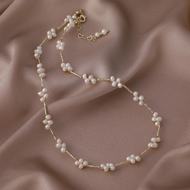 Alloy Freshwater Pearl Copper Fashion Solid Color Irregular Necklace