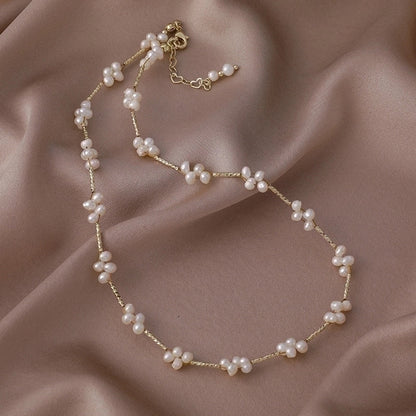 Alloy Freshwater Pearl Copper Fashion Solid Color Irregular Necklace